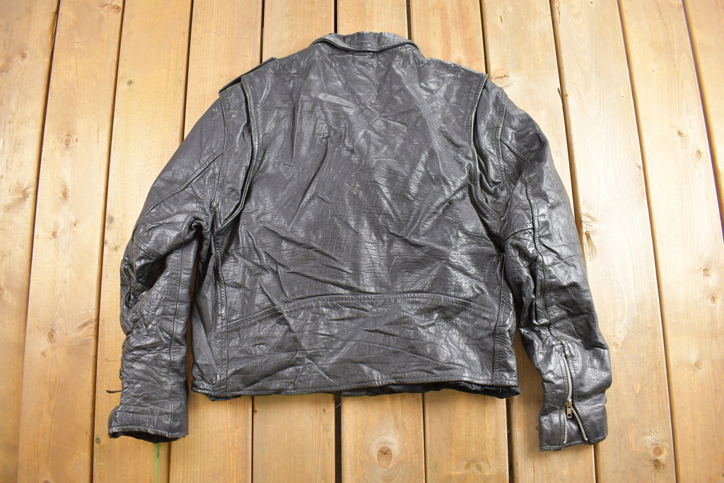 Vintage 1990s First Genuine Leather Biker Jacket