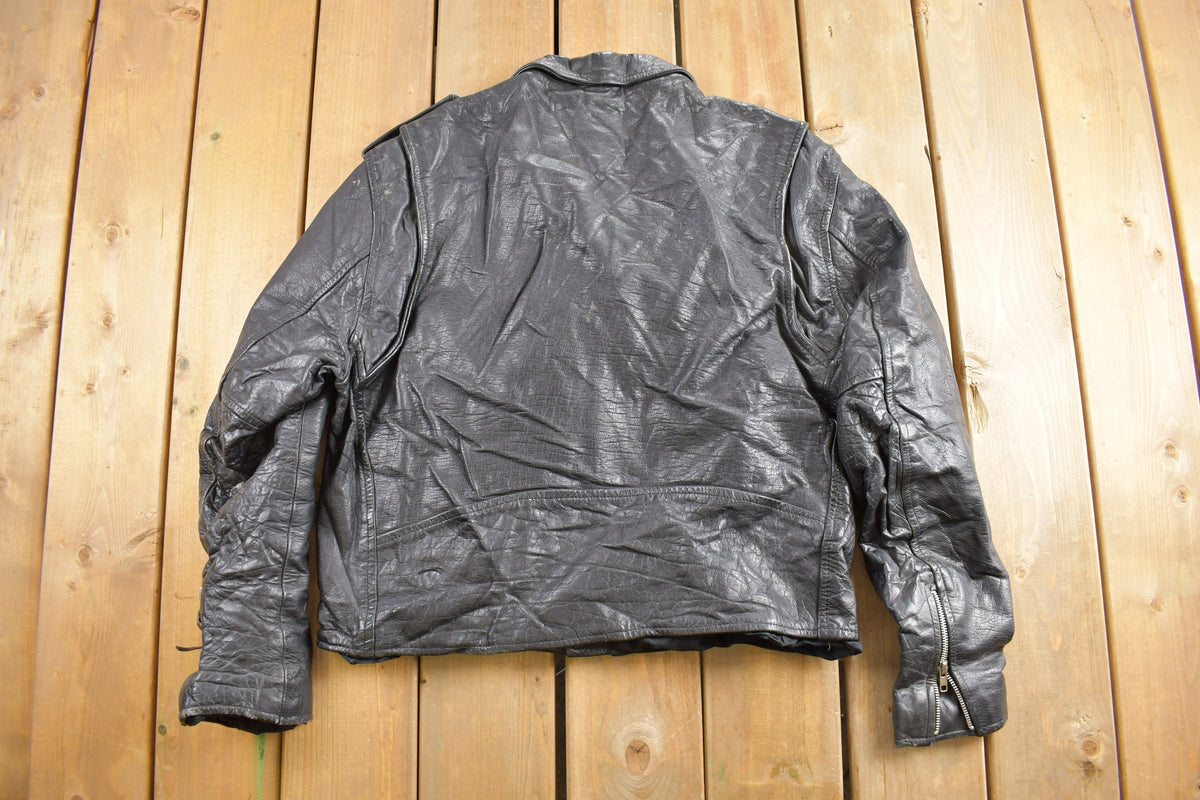 Vintage 1990s First Genuine Leather Biker Jacket