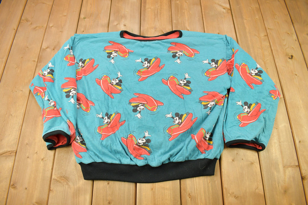Vintage 1980s Mickey Mouse Reversible All Over Print Disney Crewneck
