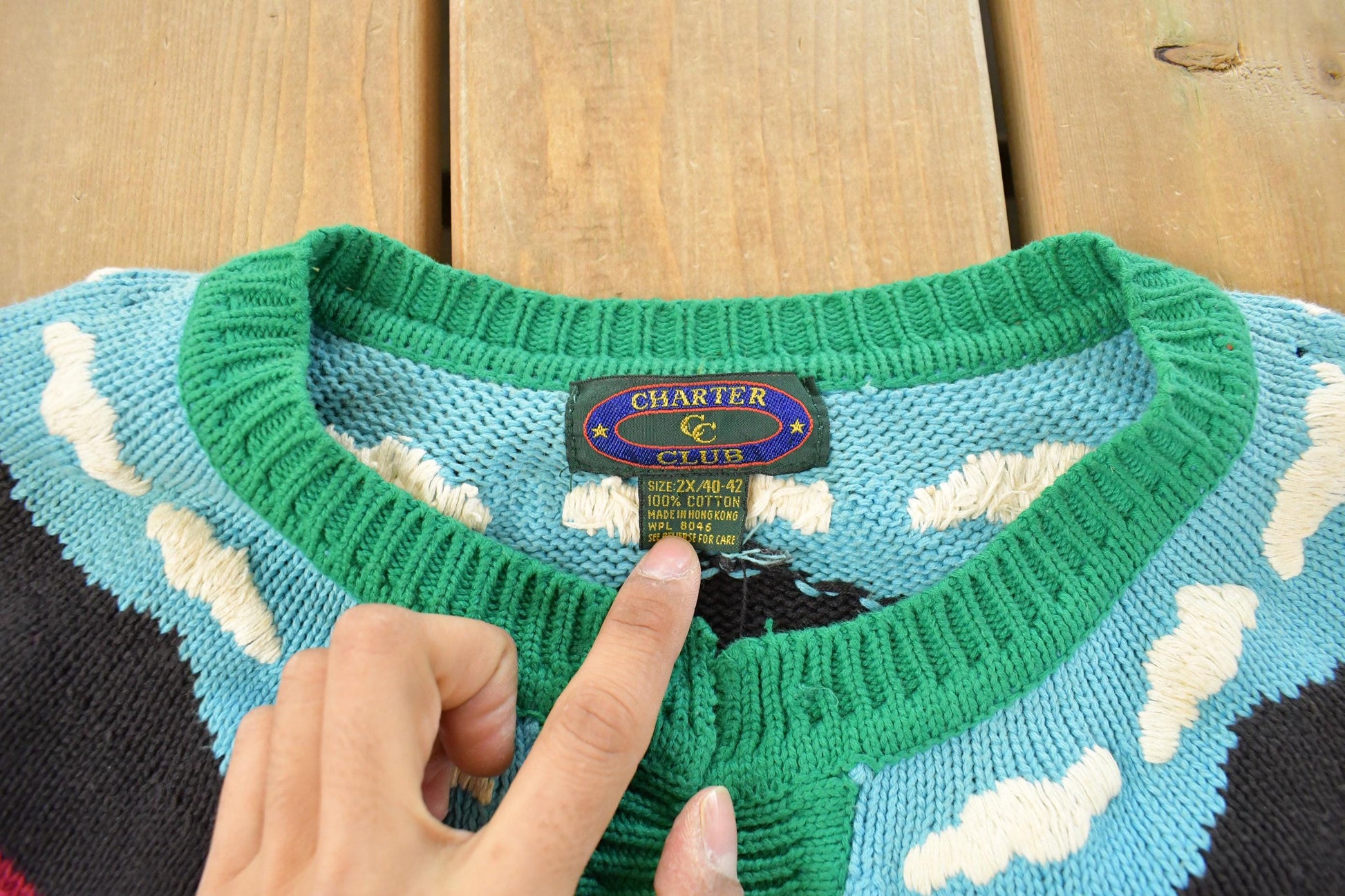 Vintage 1990s Charter Club Farm Knit Cardigan Sweater Women's XL