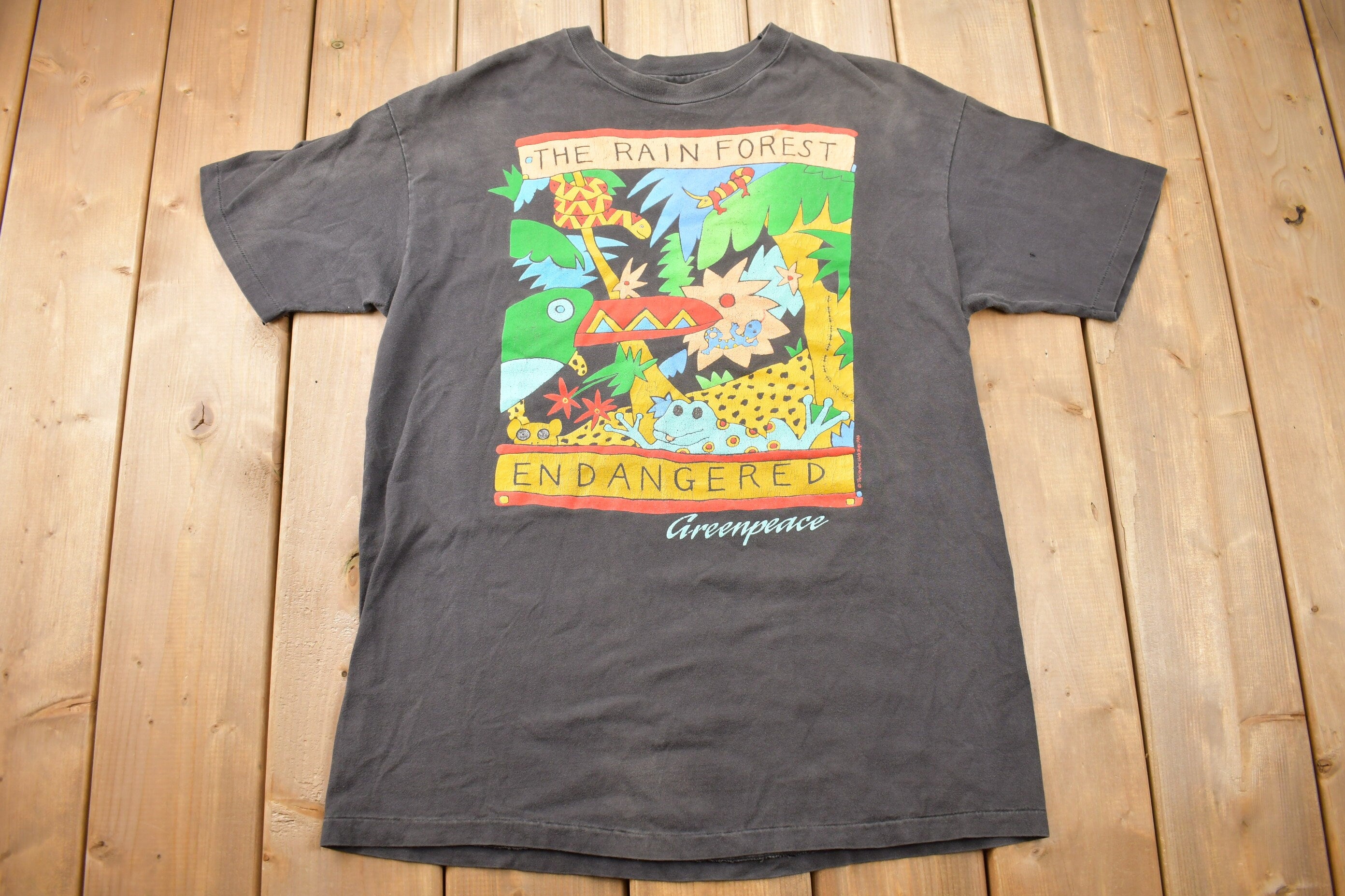Vintage 1988 The Rain Forest Endangered Graphic T-Shirt