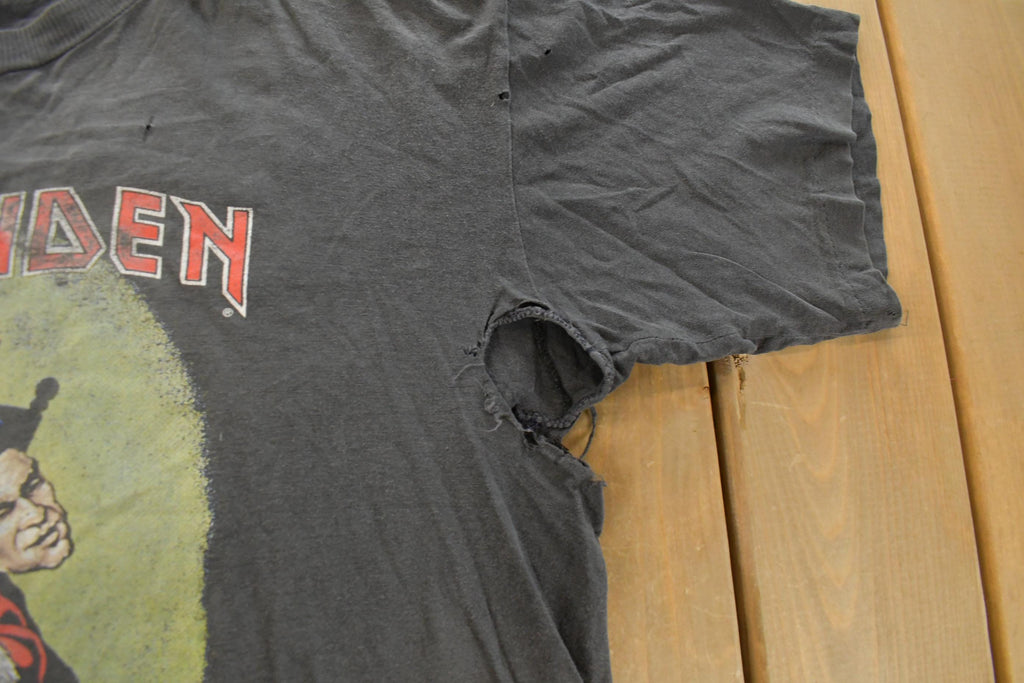 Vintage 1990 Iron Maiden Deaf Sentence Thrashed Band T-Shirt Men's Large