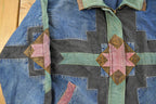 Vintage 1990s At Ease Aztec Western Denim Jean Jacket Women's L / Vintage Denim / Streetwear / Southwestern Cowboy Rancher