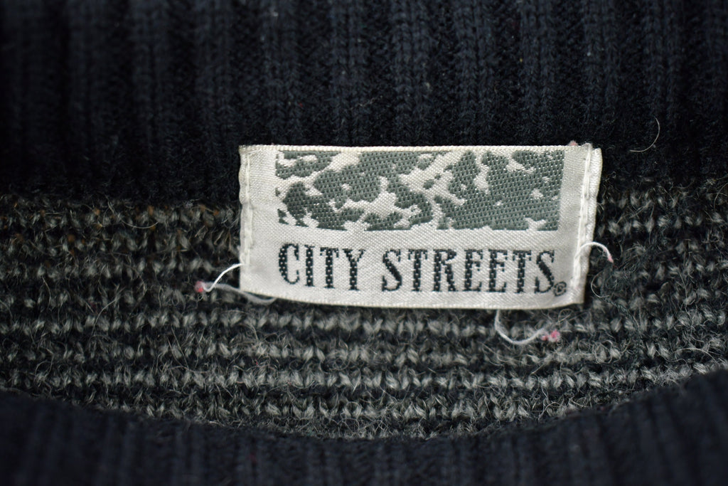 Vintage 1990s Patterned Knitted Crewneck Sweater / Vintage 90s Crewneck / All Over Pattern / Sweatshirt / Abstract Pattern