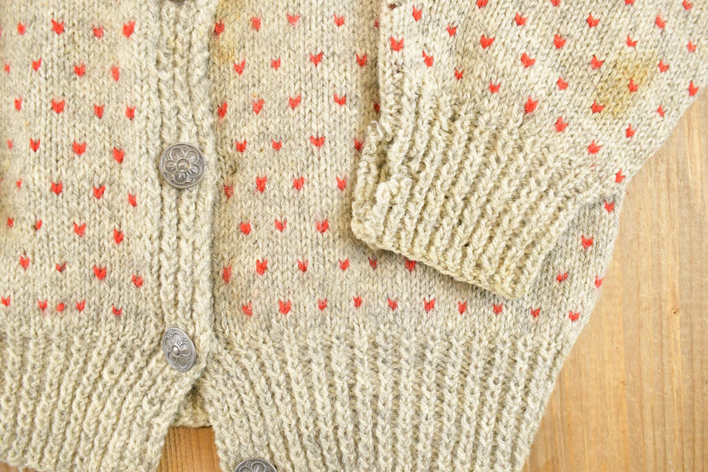 Vintage 1960s Thrashed Streetwear Wool Knit Cardigan Sweater Youth L /