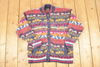Vintage 1990s Counterparts Abstract Chunky Knit Cardigan Sweater Women's M