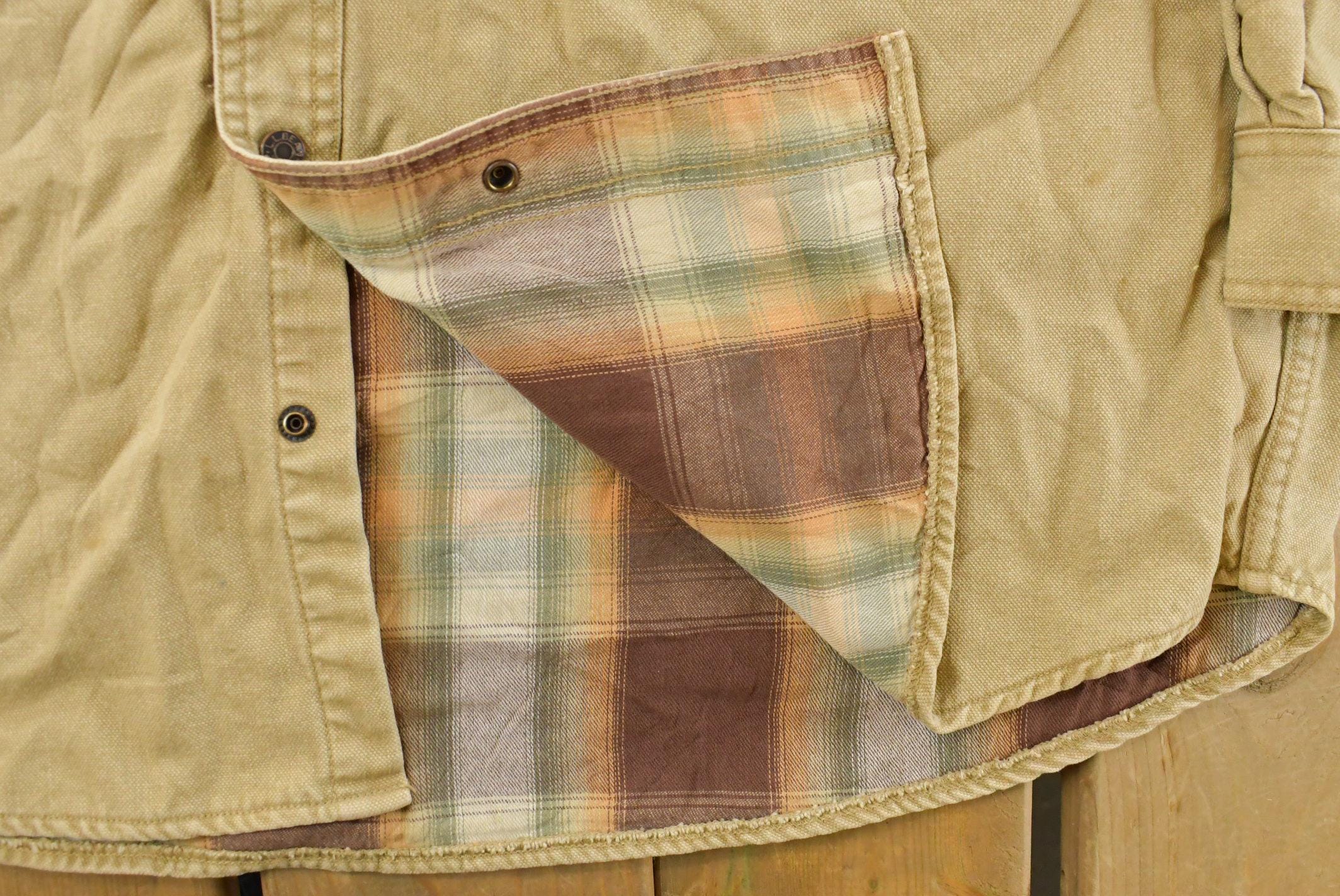 Vintage 1990s L.L. Bean Plaid Lined Button Up Shirt Men's XL Tall / Vintage Hiking Shirt / 90s Work Shirt / Outdoors