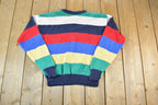 Vintage 1990s LL Bean Knit Striped Crewneck Sweater Made In USA