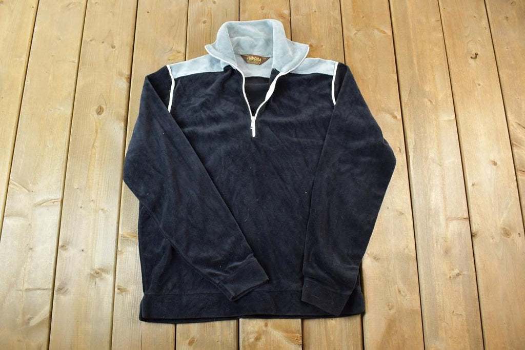 Vintage 1990s Tundra Quarter Zip Collared Velour Sweatshirt  90s Crewneck  Streetwear