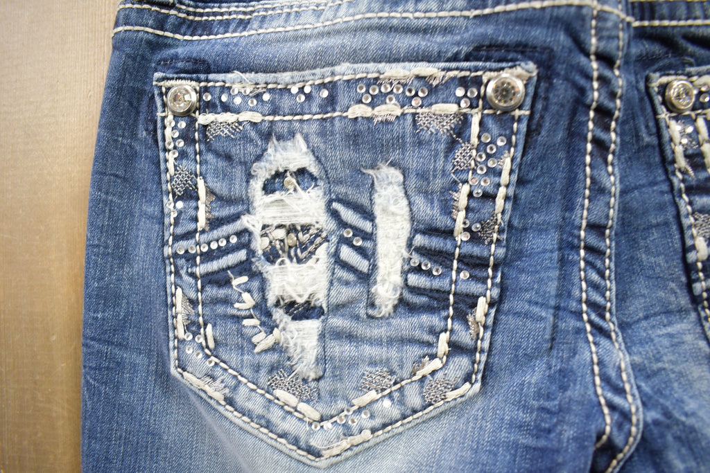 Vintage Y2K Miss Me Bedazzled Low Rise Jeans Size 26x33