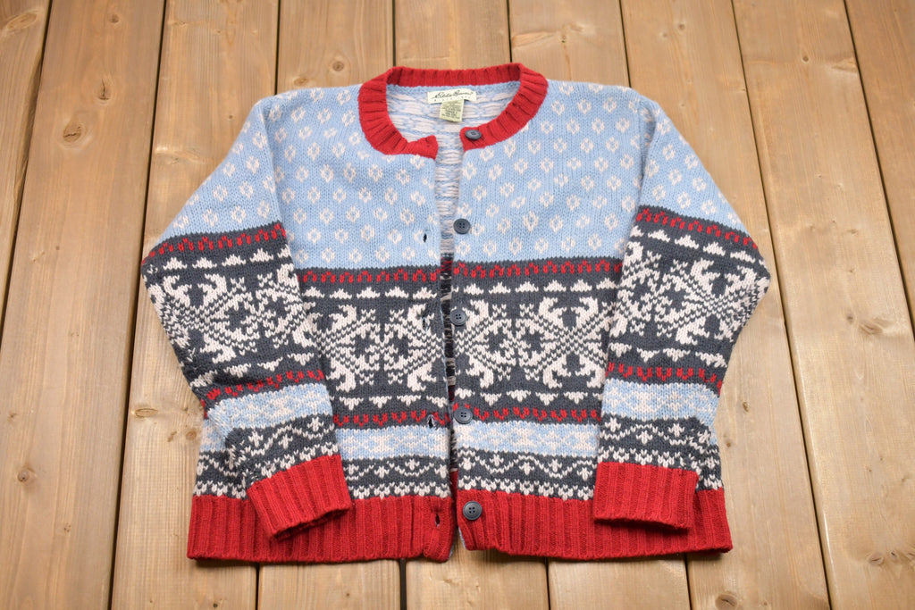Vintage 1990s Eddie Bauer 100% Lambswool Cardigan Sweater