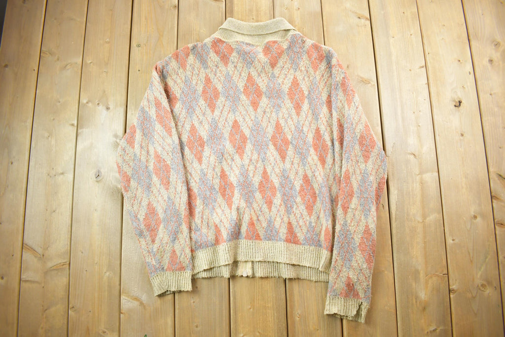 Vintage 1970s Lord Clayton Fill Zip Knit Collared Sweater