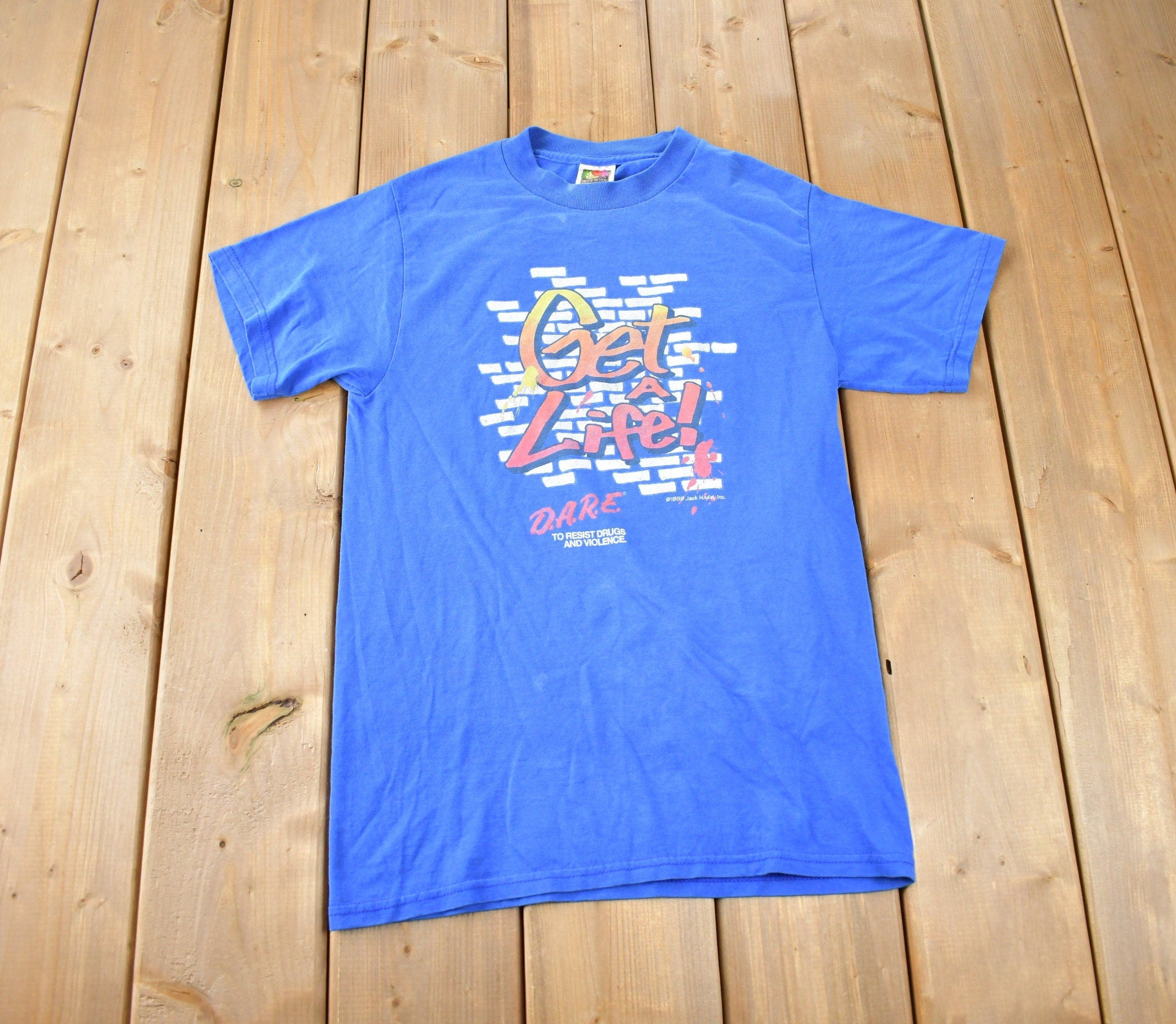 Vintage 1999 Get A Life DARE Single Stitch Graphic T Shirt Size S