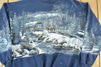 Vintage 1990s All Over Print Winter Theme Laceneck Crewneck Sweatshirt