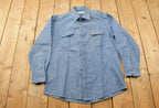 Vintage 1990s Blue Button Up Shirt With Lapels