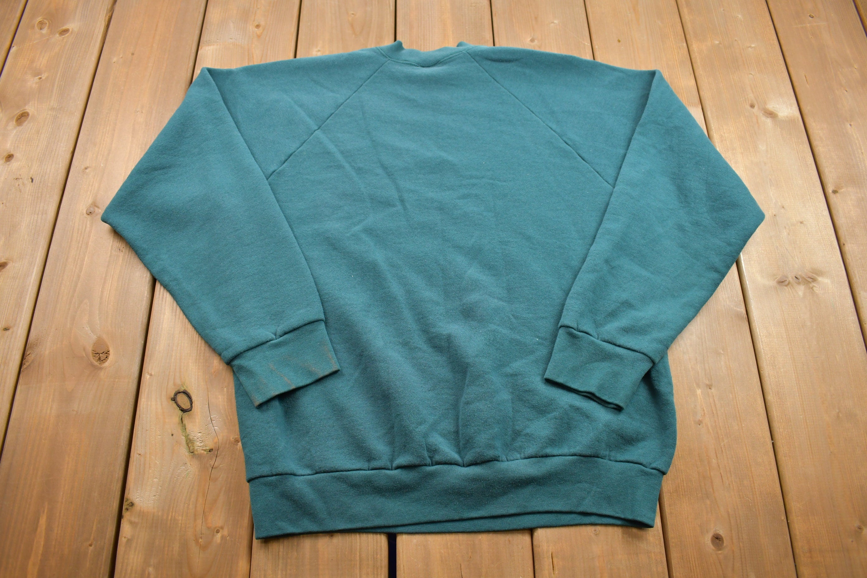 Vintage 1990s Blank Turquoise Crewneck Sweatshirt /