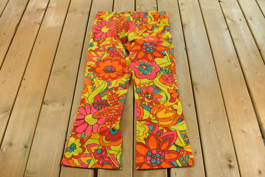 Vintage 1970s Floral Bell Bottom Pants Women's M