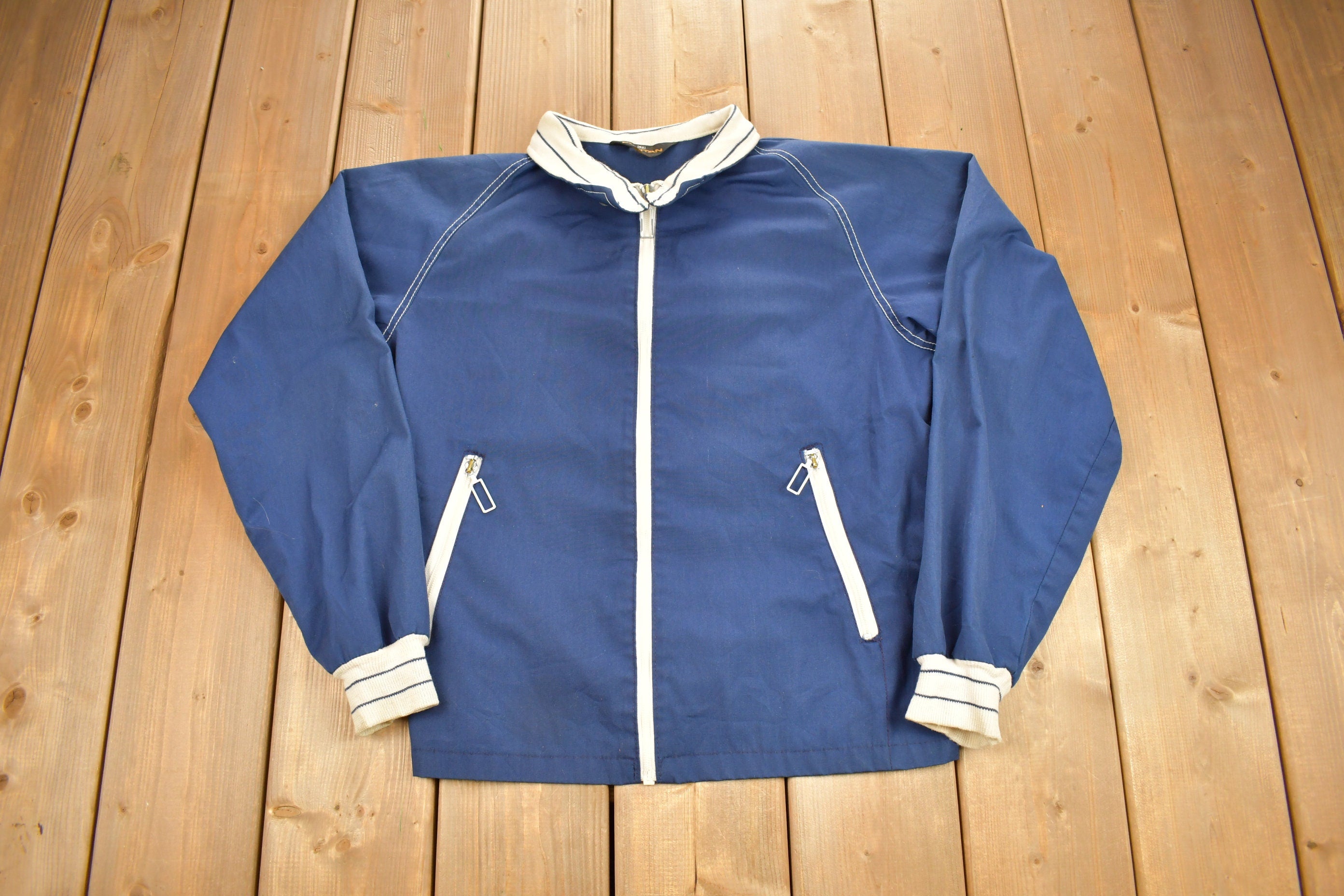 Vintage 1970s Puritan Blank Blue Work Jacket Size 42