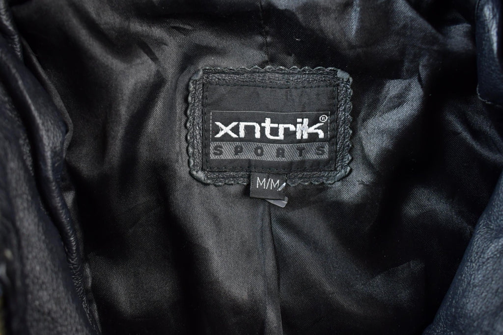 Vintage 1990s Xntrik Sports Leather Bomber Motorcycle Jacket