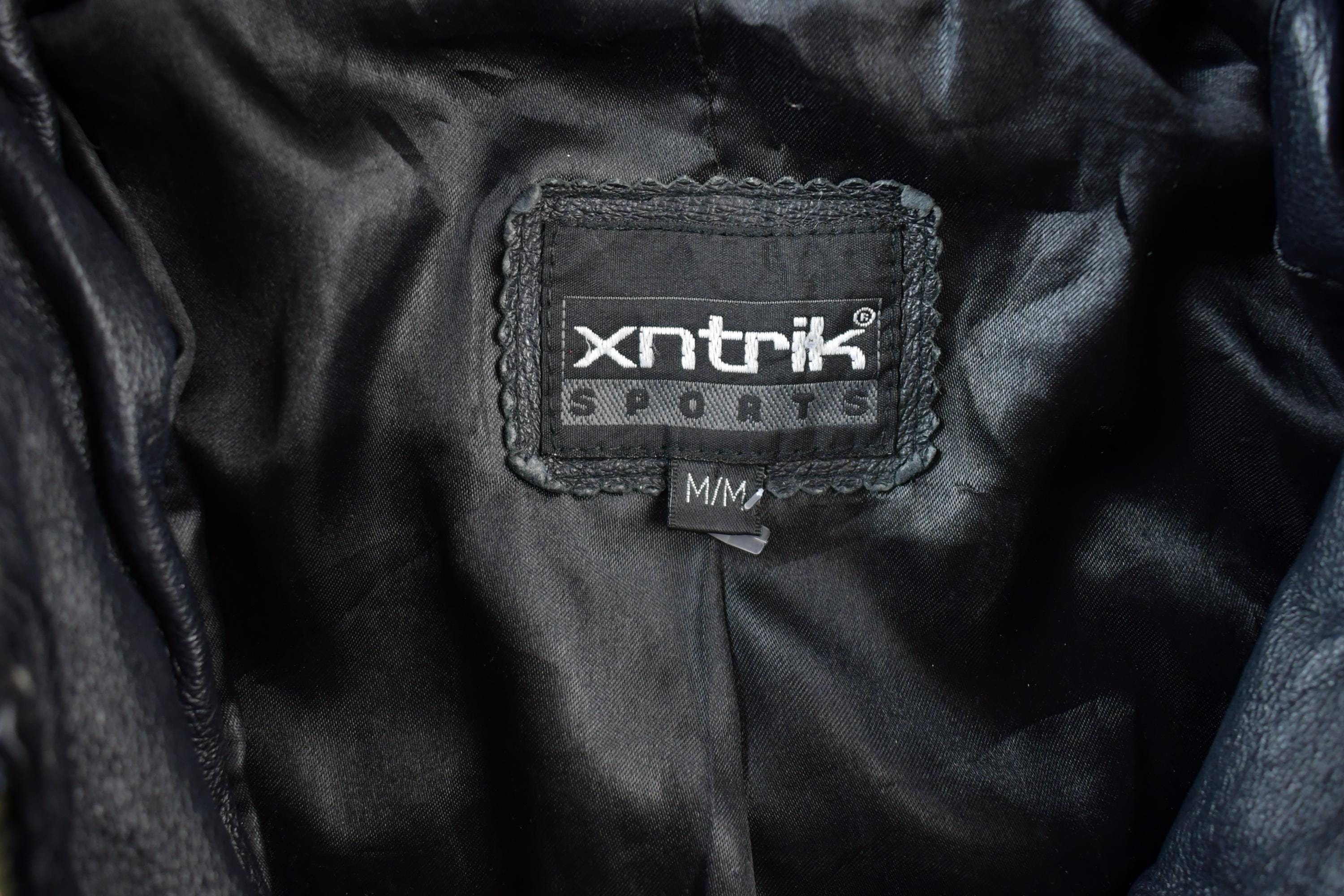 Vintage 1990s Xntrik Sports Leather Bomber Motorcycle Jacket