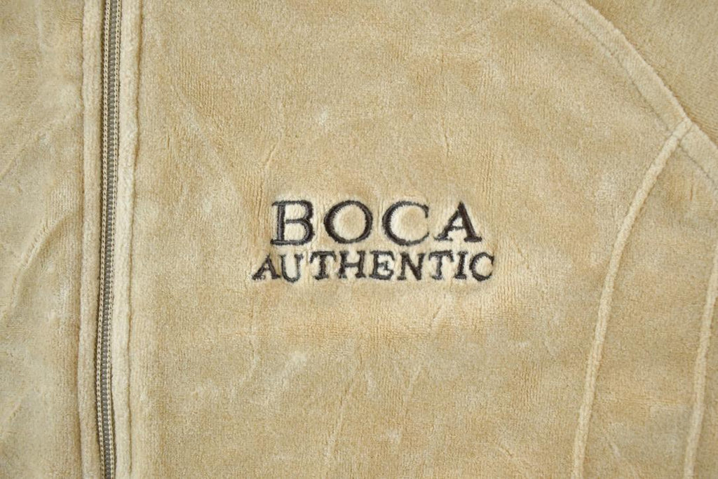 Vintage 1990s Boca Authentic Velour Souvenir Full Zip Crewneck Sweatshirt Made In USA