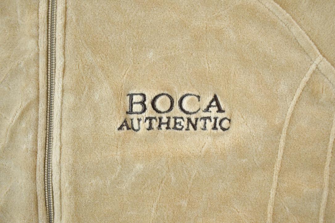 Vintage 1990s Boca Authentic Velour Souvenir Full Zip Crewneck Sweatshirt Made In USA