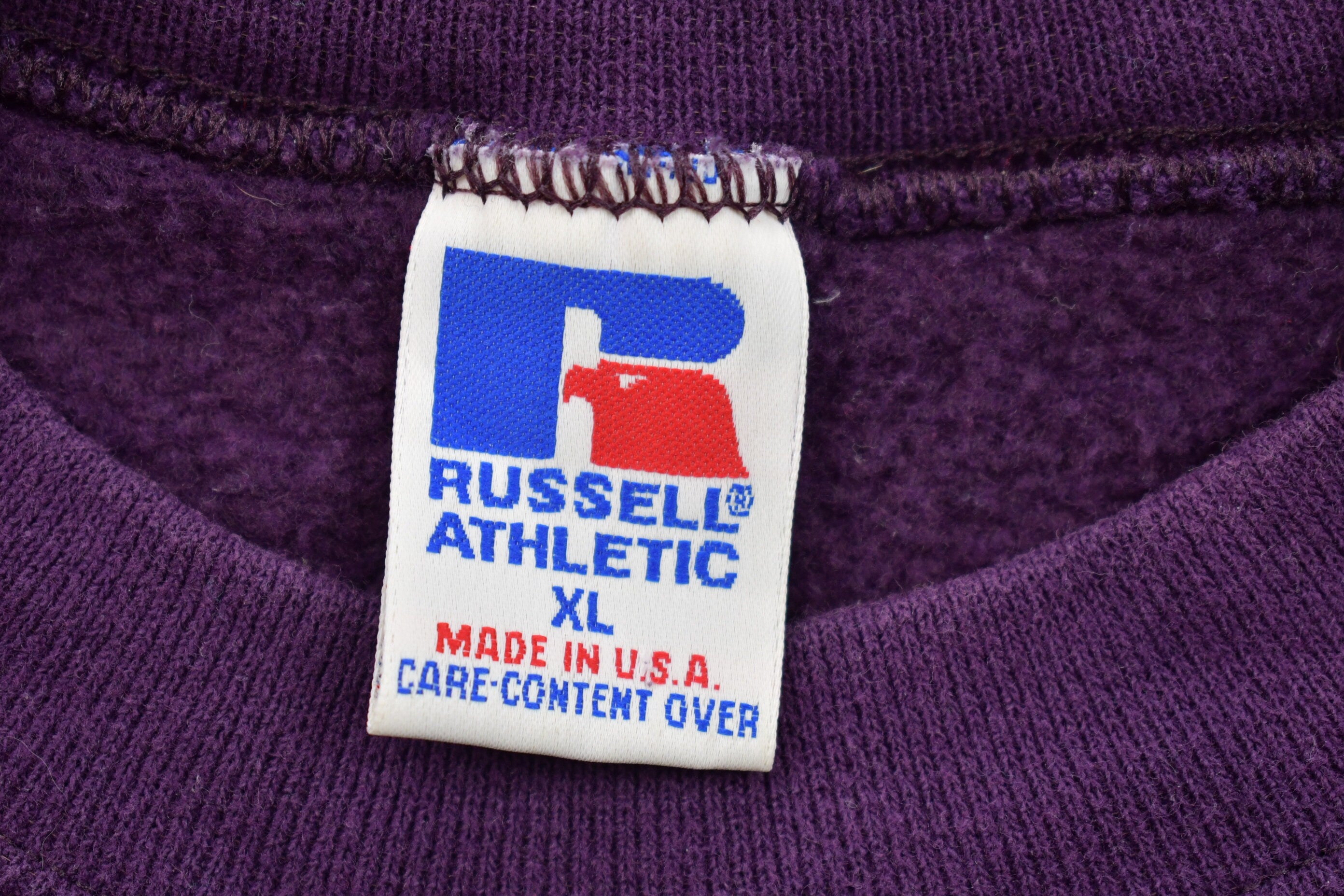 Vintage 1990s Russell Athletics Blank Purple Crewneck Sweatshirt