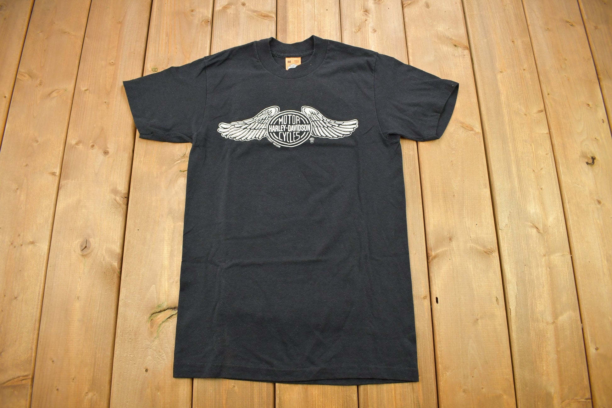 Vintage 1982 Maine Motorcycle INC Harley Davidson Bangor Maine Graphic T-Shirt / Single Stitch / Made In USA / 1980s Biker T Shirt