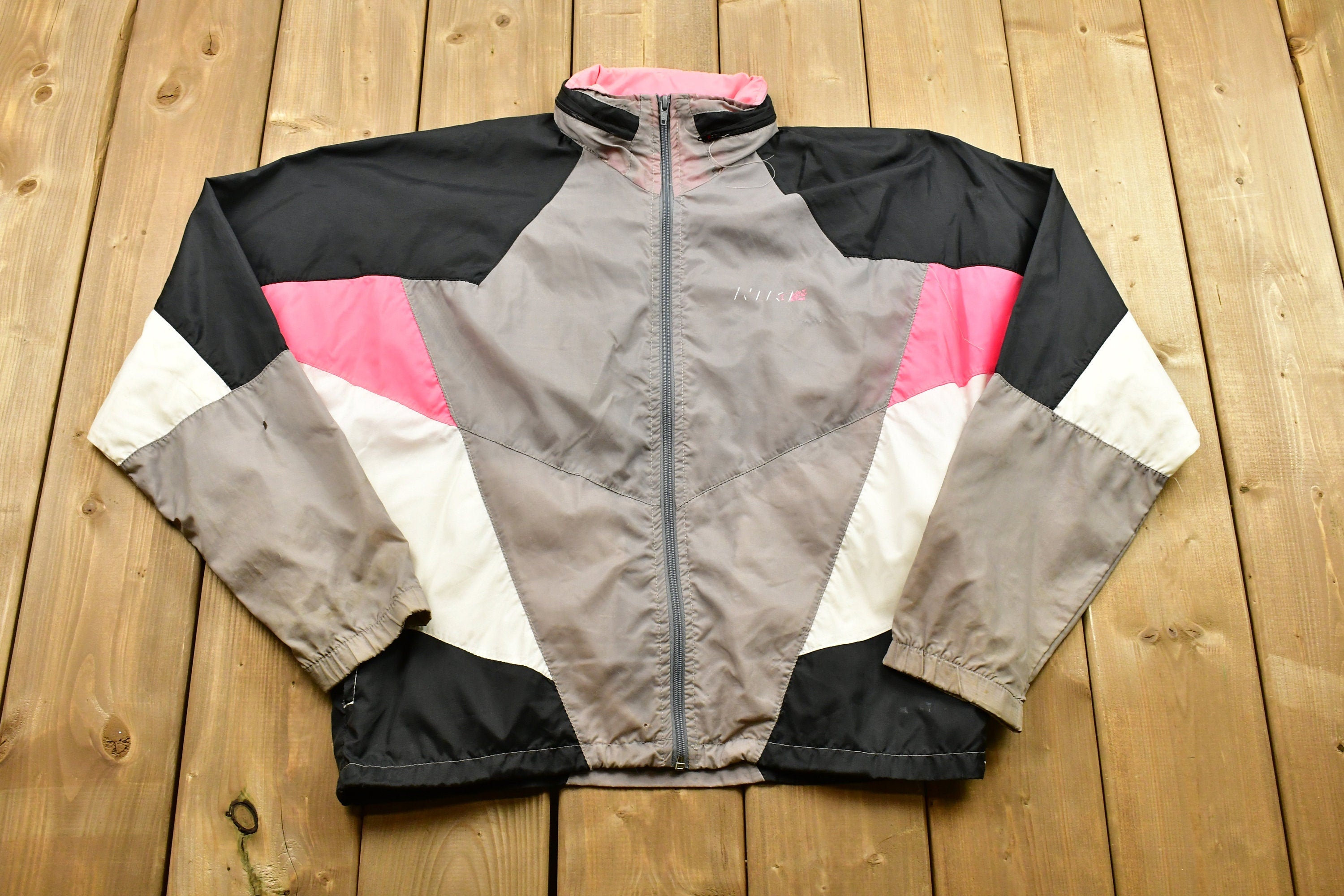 Vintage 1980s Nike Grey Tag Color Block Windbreaker