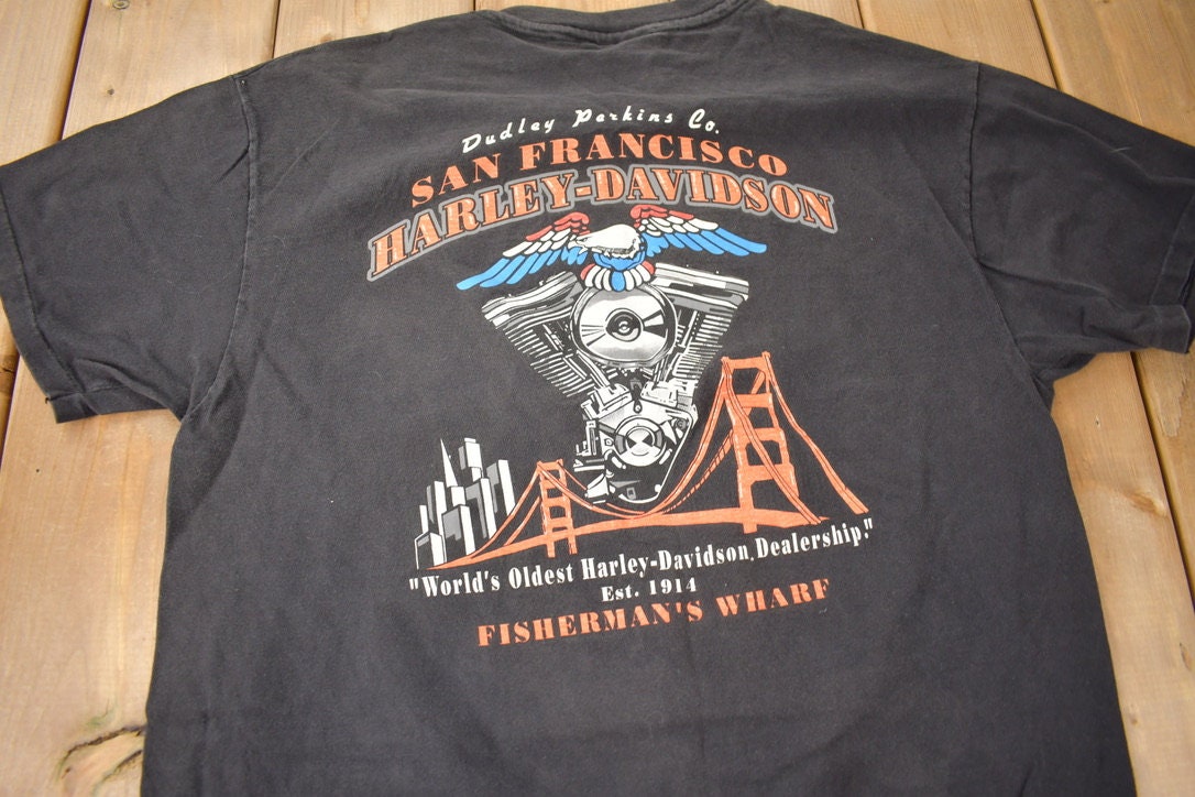 Vintage 1990s San Francisco Harley Davidson Motorcycles Single Stitch Graphic T-Shirt Made In USA