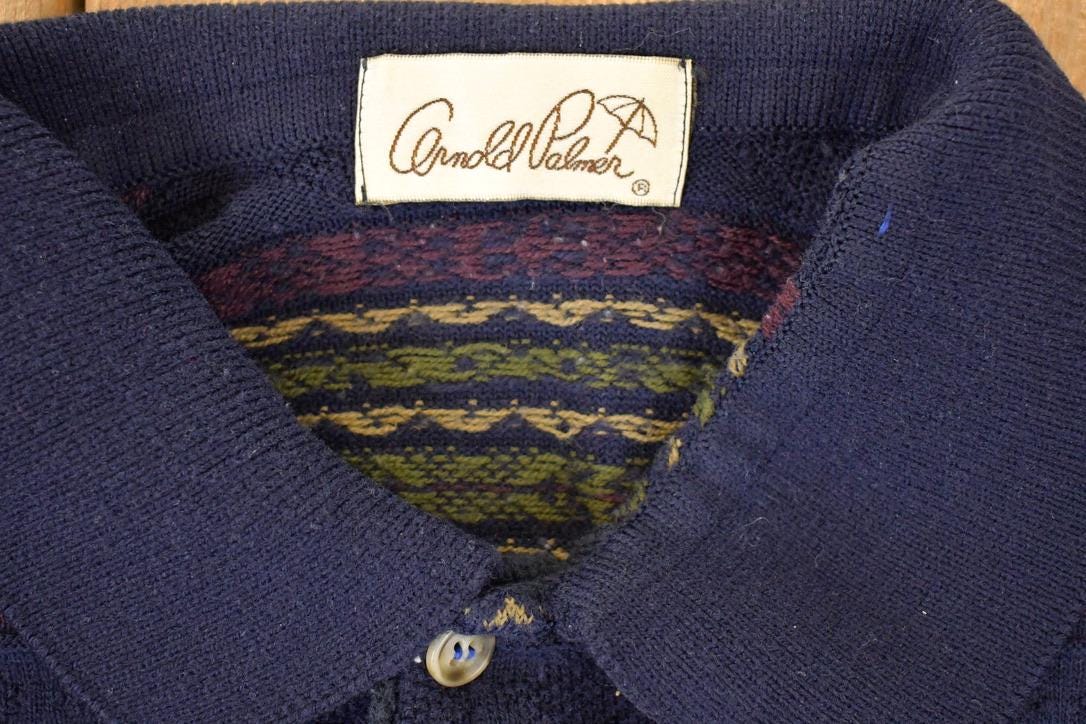 Vintage 1990s Arnold Palmer Knit Button Up Shirt Men's L /