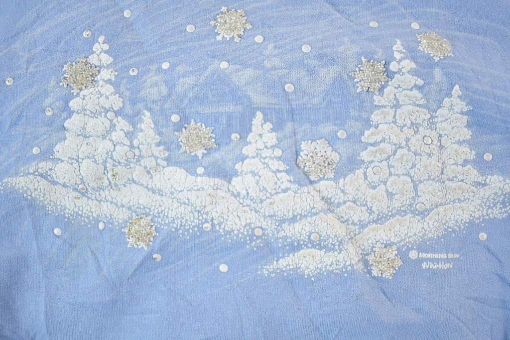 Vintage 1990s Morning Sun Winter Wonderland Double Collar Crewneck Sweatshirt Mens XL