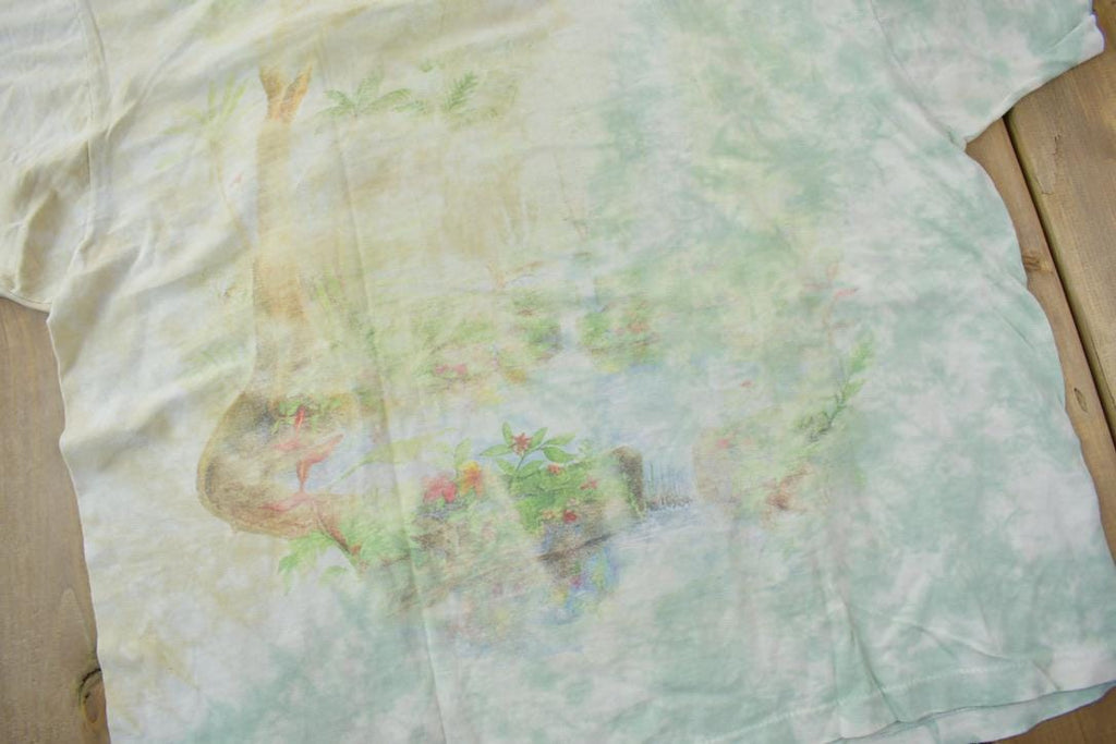 Vintage 1990s Rainforest Preserve Paradise Single Stitch Graphic Tie Dye T-Shirt Made In USA