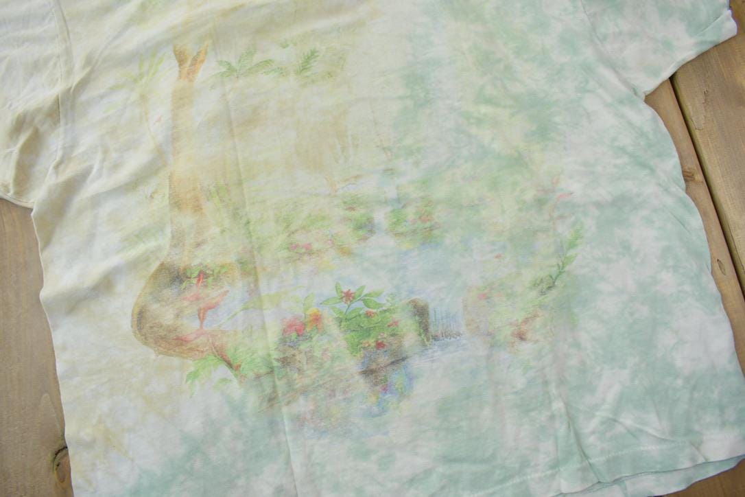 Vintage 1990s Rainforest Preserve Paradise Single Stitch Graphic Tie Dye T-Shirt Made In USA