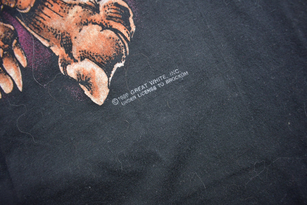 Vintage 1989 Great White Mista Bone Highway Hunter Tour Band T-shirt