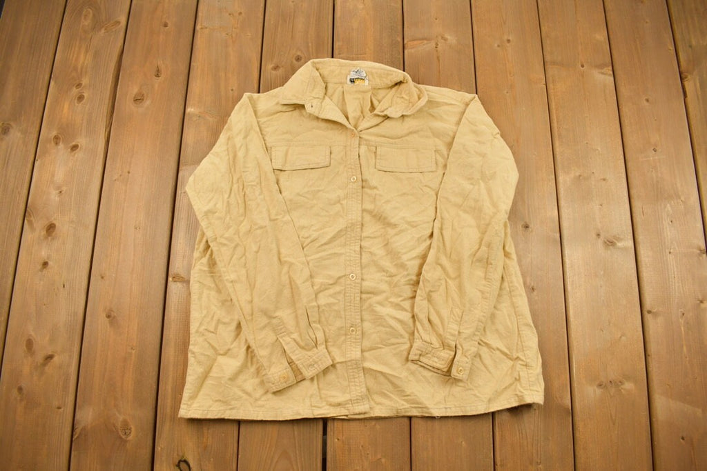 Vintage 1990s Mustard Blank Button Up Shirt