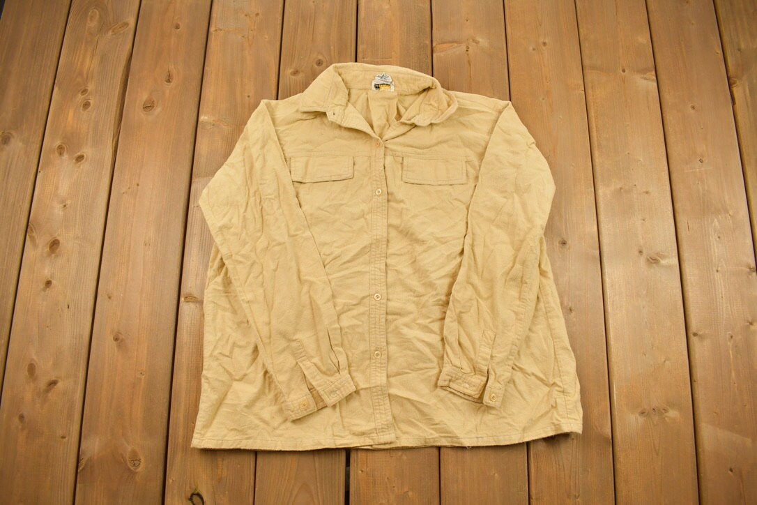 Vintage 1990s Mustard Blank Button Up Shirt