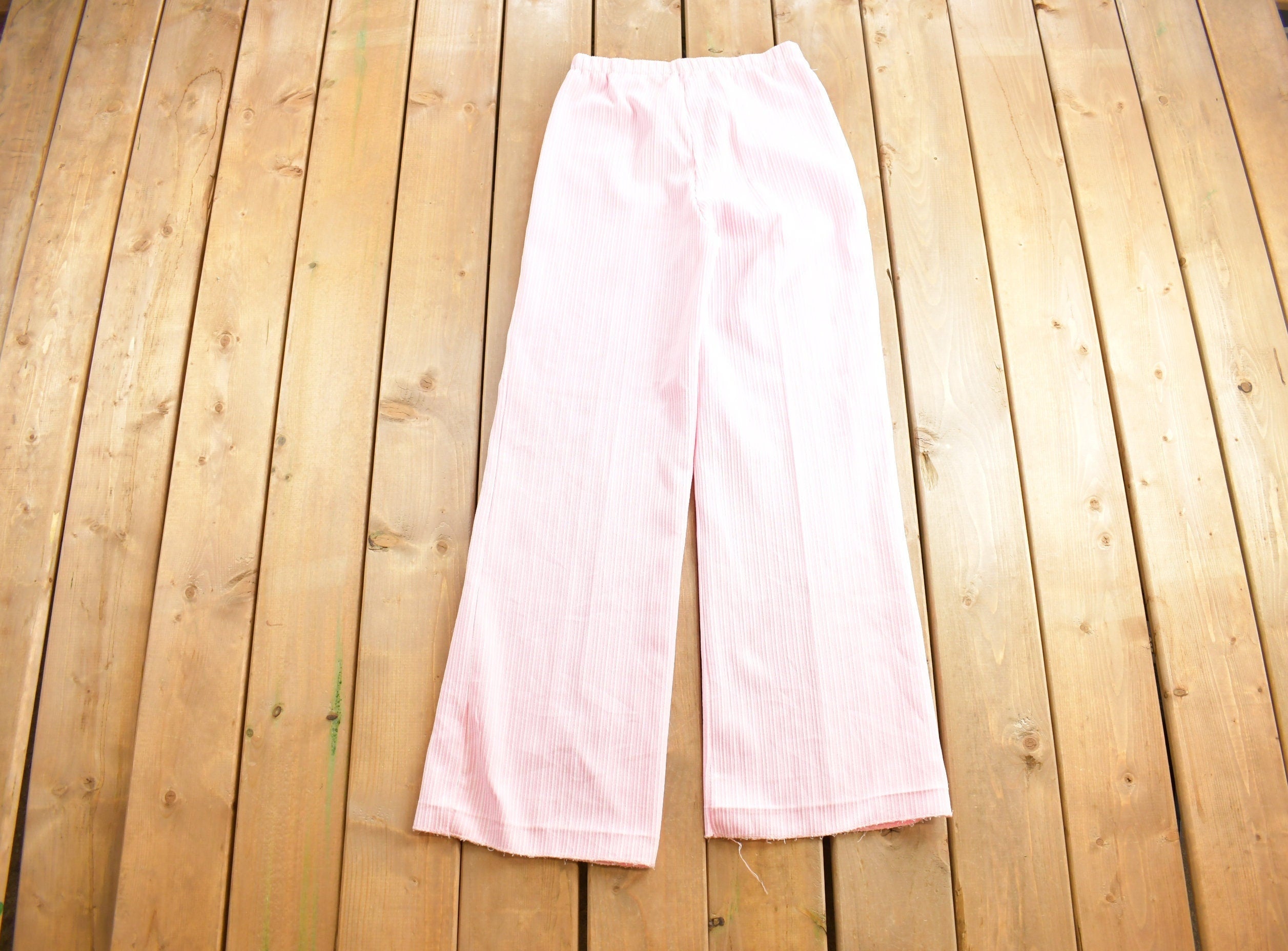 Vintage 1990s Womens Pink Stripe Wide Leg Trousers Pants Size 28 - 30 x 32.5