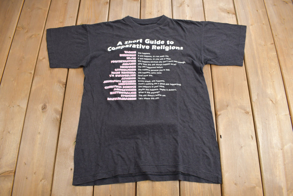 Vintage 1980s A Short Guide To Comparative Religion Graphic T Shirt
