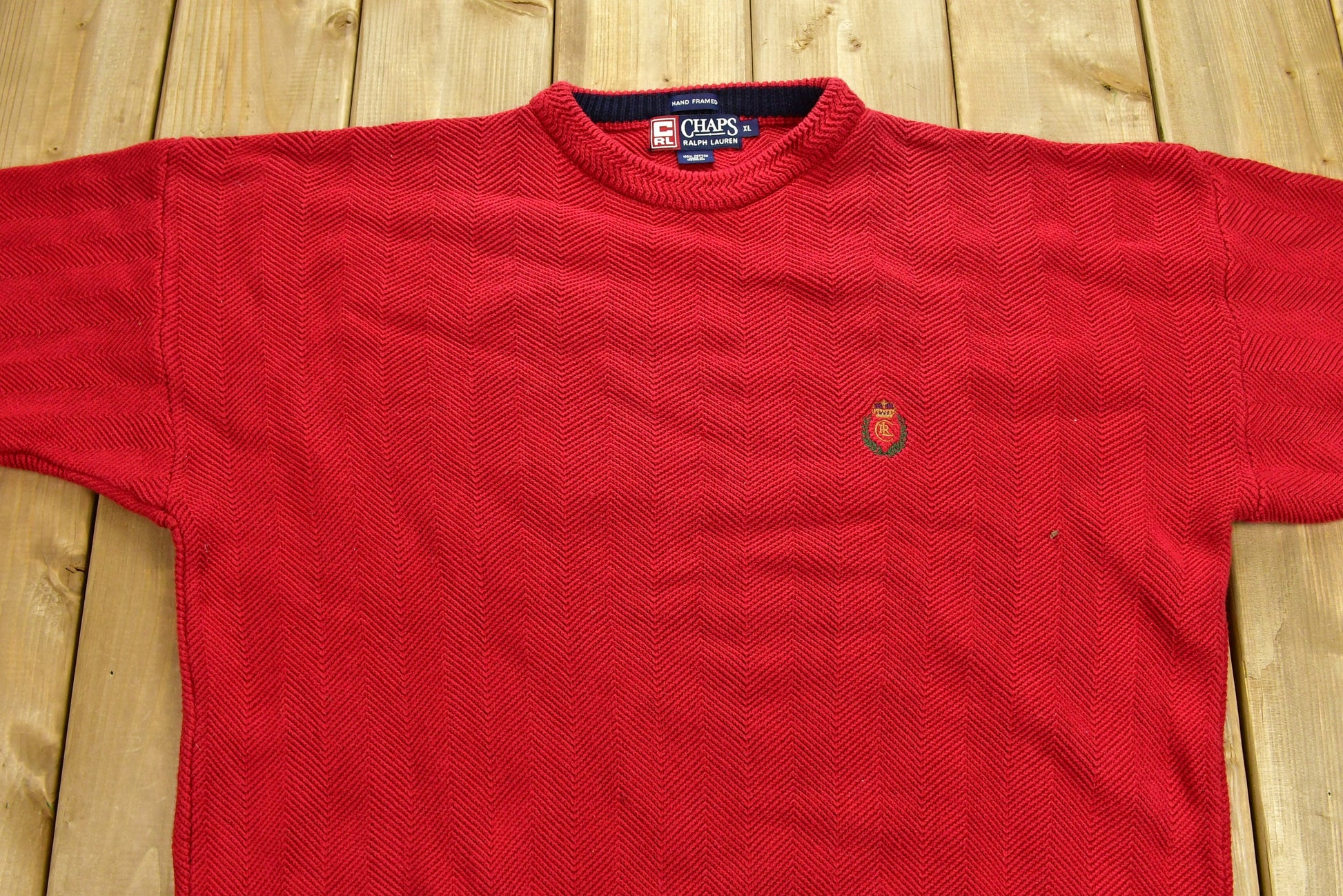 Vintage 1990s Chaps Ralph Lauren Knitted Sweater / Vintage 90s Crewneck / Embroidered / Outdoor / Sweatshirt / Vintage Polo