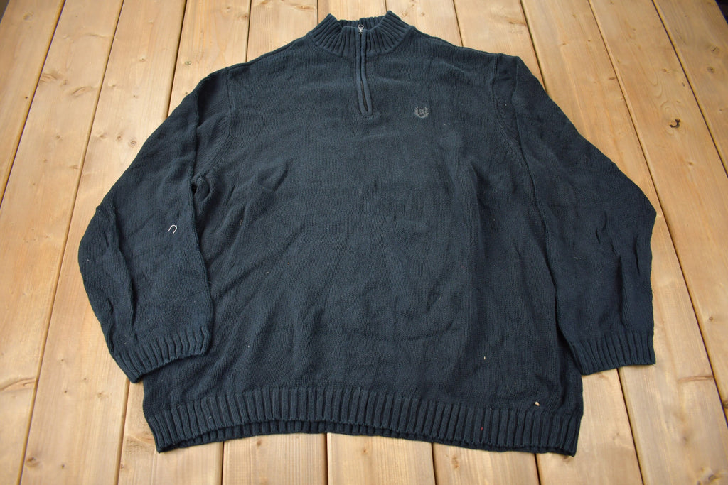 Vintage Y2K Chaps Embroidered Logo Quarter Zip Knit Sweater Size 4XB