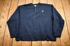 Vintage 1990s Deer Embroidered Quarter Button Sweatshirt