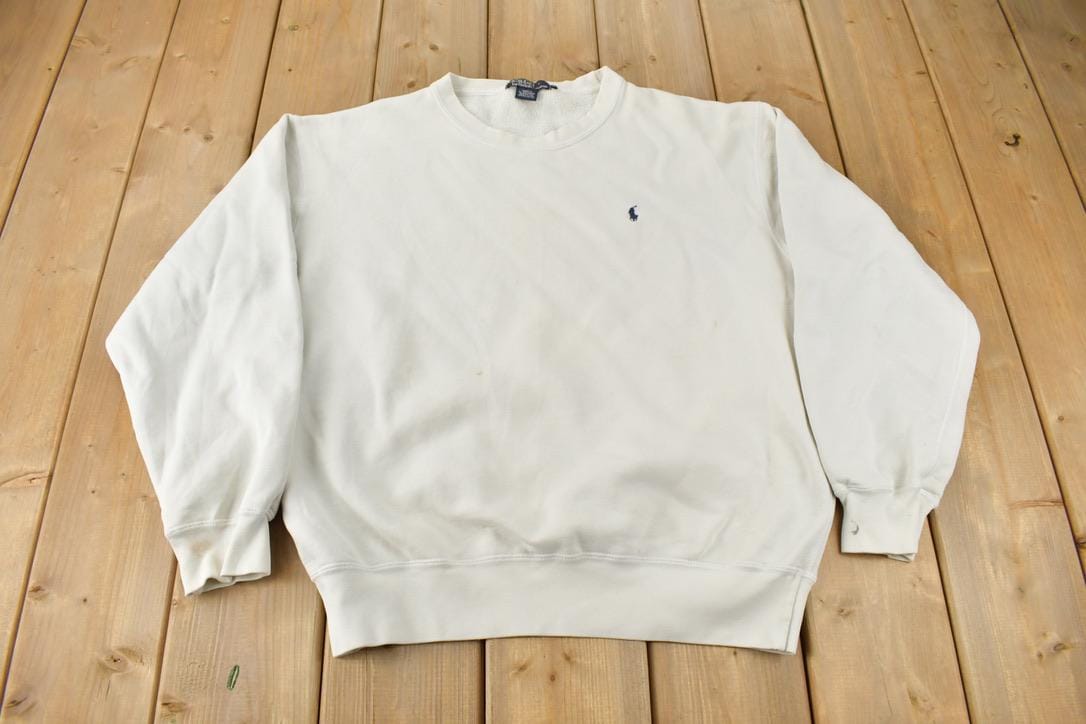 Vintage 1990s Polo Ralph Lauren White Crewneck Sweatshirt