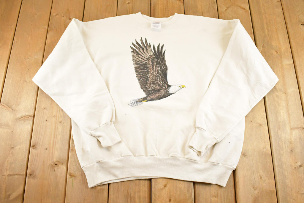 Vintage 1990s Maines State Flag FAB Bald Eagle Souvenir Crewneck Sweatshirt Men's XL / 90s Crewneck / Travel Vacation Sweater
