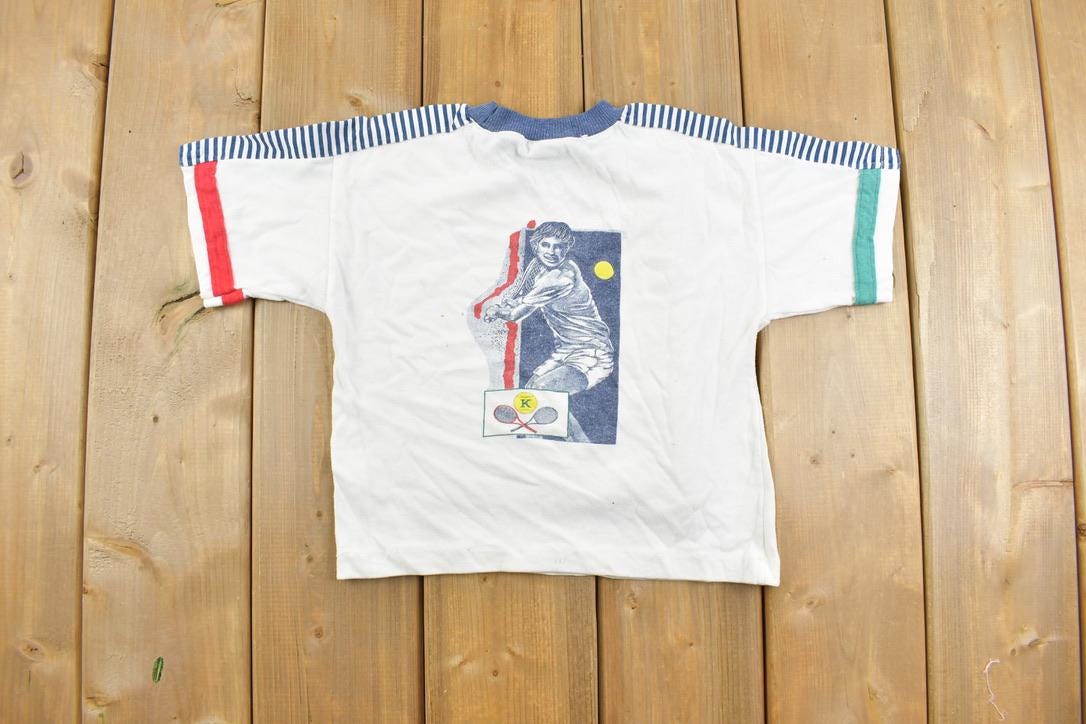 Vintage 1980s Kaickets Tennis Player Graphic T Shirt