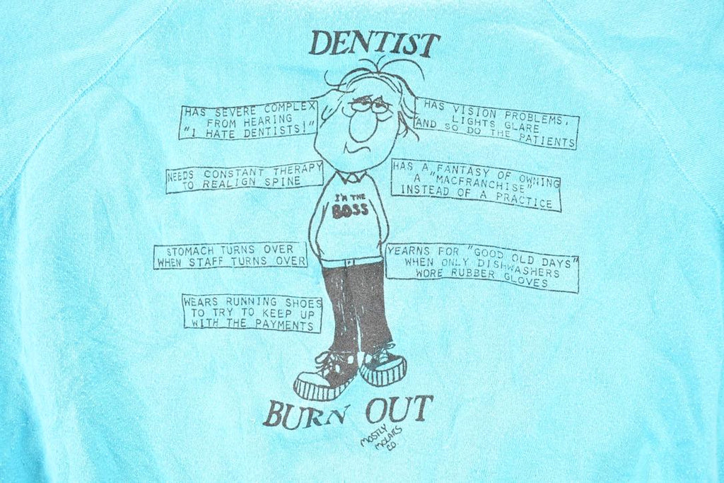 Vintage 1990s Dentist Burnout Cartoon Crewneck Sweatshirt Men's XL