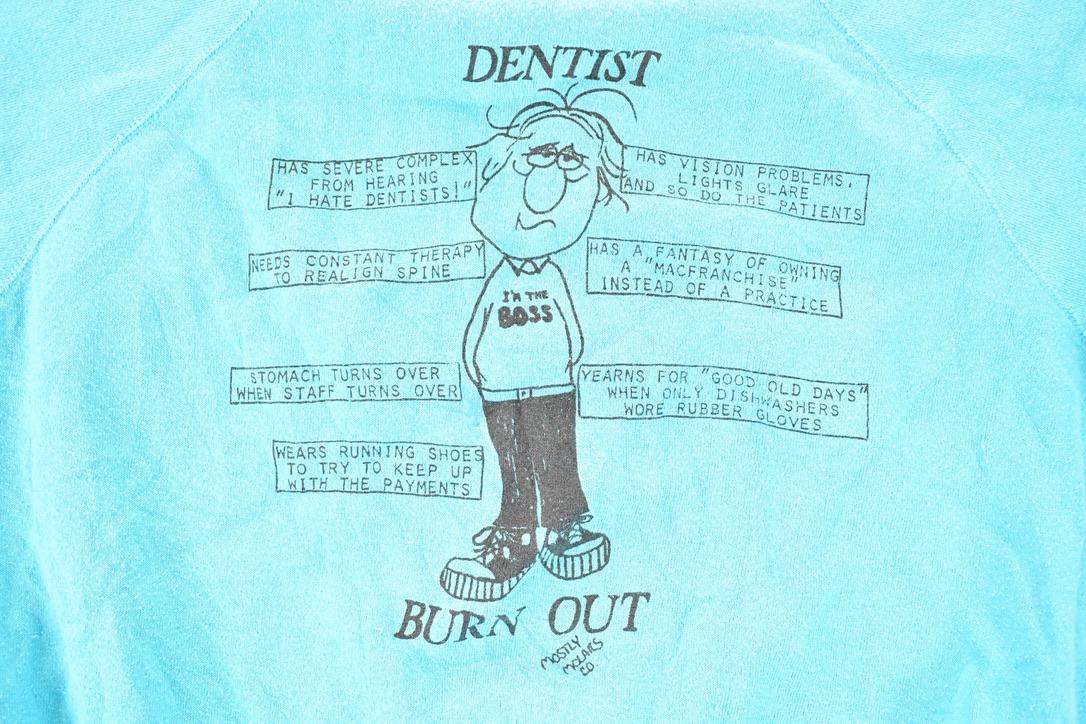 Vintage 1990s Dentist Burnout Cartoon Crewneck Sweatshirt Men's XL