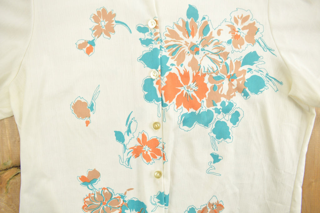 Vintage 1990s Womens Floral Button Up Shirt