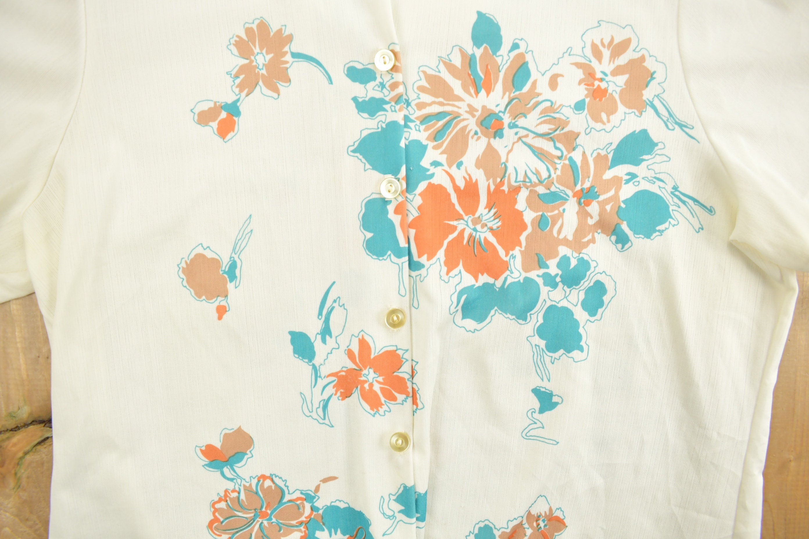 Vintage 1990s Womens Floral Button Up Shirt