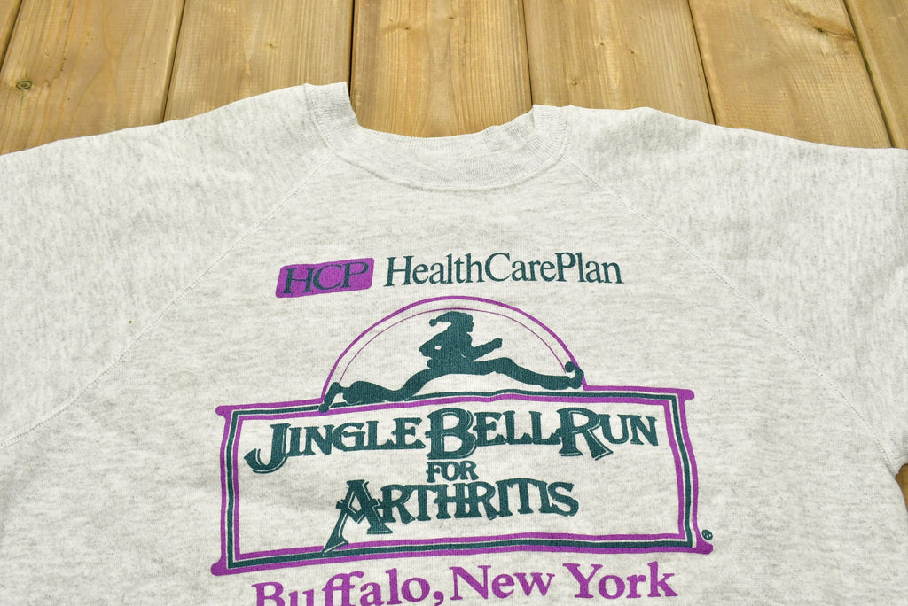 Vintage 1991 Jingle Bell Run For Arthritis Raglan Crewneck Sweatshirt